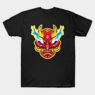 Gold Oni Mask Japanese Devil Demon T-Shirt